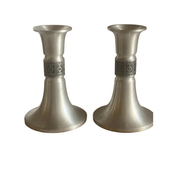 Vtg Haugrud MCM Pewter Candlesticks 5" Model #403, Norway - Picture 2 of 7
